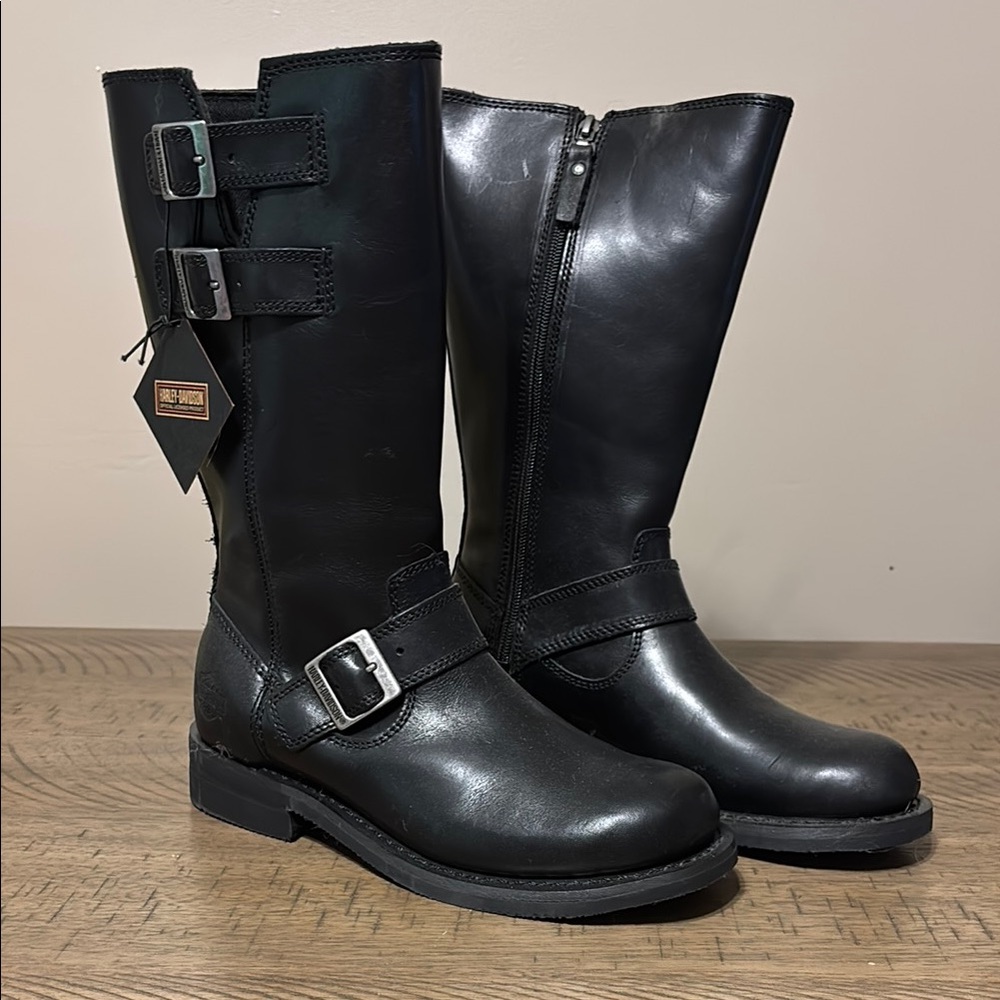 Harley-Davidson Black Combat Boots with Buckle Straps